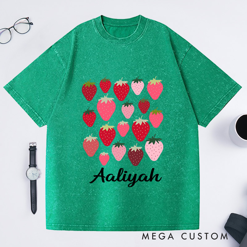 Personalized Strawberries Washed T-Shirts Aesthetic Shirt Strawberry Birthday Shirt Fruit Shirt Strawberry Shirt Plant Shirt Gardening Shirt Plant Lover