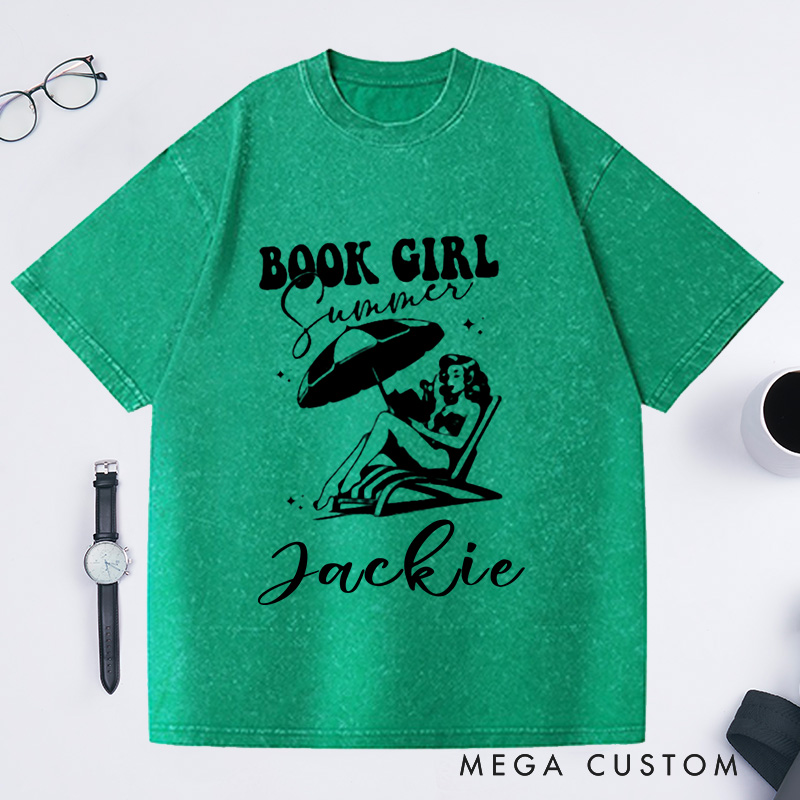 Personalized Book Girl Summer Washed T-Shirts Bookish Summer Shirt Bookish Shirt Book Lover Gift Bookish Girl Shirt Bookish Gift Reading Shirt Bookish Gifts