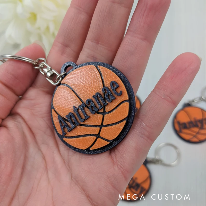 Personalized Basketball Keychain with Custom Name and Bold Design Perfect for Players and Sports Fans