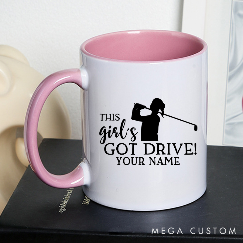 Personalized Golf Mug with Custom Name This Girl’s Got Drive Inspirational Golf Design for Women Golf Enthusiasts