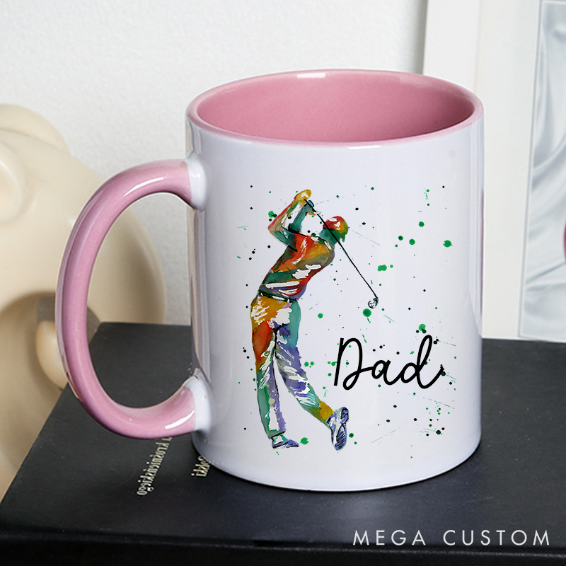 Personalized Golf Mug with Customizable Title Durable Ceramic and Two Tone Handle Perfect Gift for Golf Enthusiasts