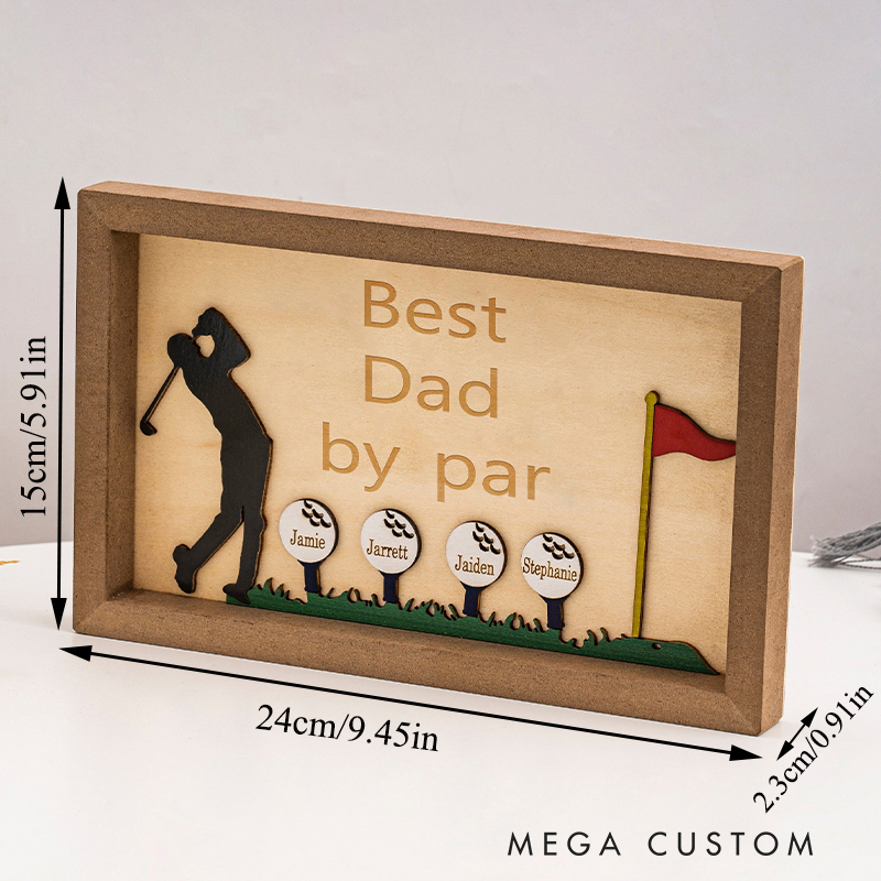 Personalized Golf Plaque "Best Dad by Par" Sign with Custom Names for Dad or Grandpa