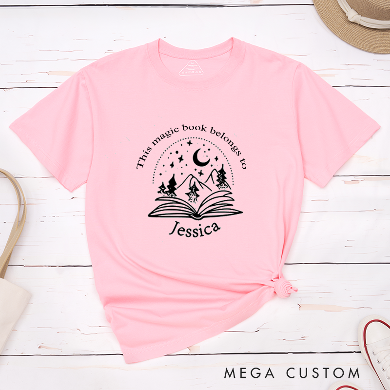 Personalized Book Lover T-Shirt Custom Name This Book Belongs To Design Unique Reader Gift Classic Unisex Tee Perfect for Readers Teachers Students Kids