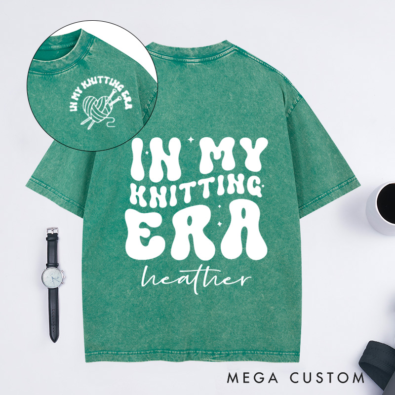 Personalized In My Knitting Era Washed T-Shirts Knitting Shirt Cute Knitting T-Shirt Knitting Gift Love to Knit Knitting Lover Shirt Knitter Tee