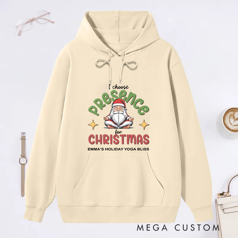 Personalized Christmas Classic Hoodie with Santa Yoga Design Custom Name Gift Idea for Yoga Lover