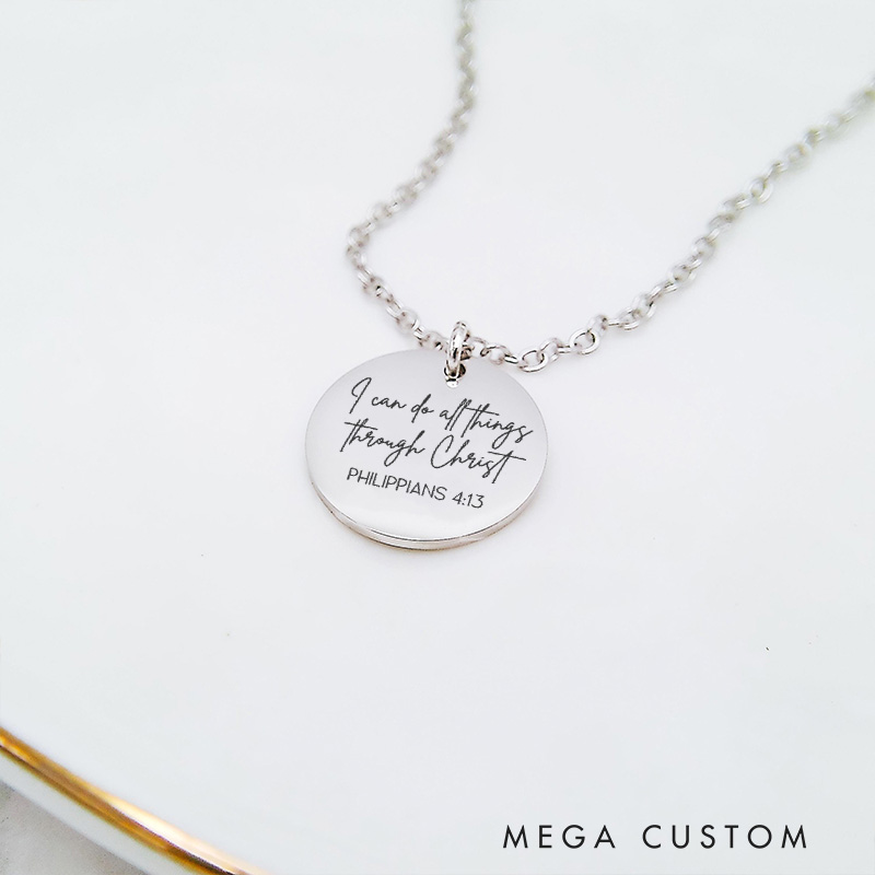 Personalized Scripture Necklace Faith Necklace Engraved Dainty Necklace Christian Jewelry Religious Gift Christian Gift for Her
