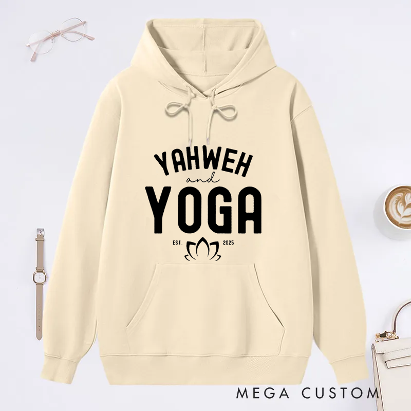 Personalized Yahweh and Yoga Classic Hoodie with Unique Faith-Inspired Design Custom Time Gift Idea for Yoga Lover