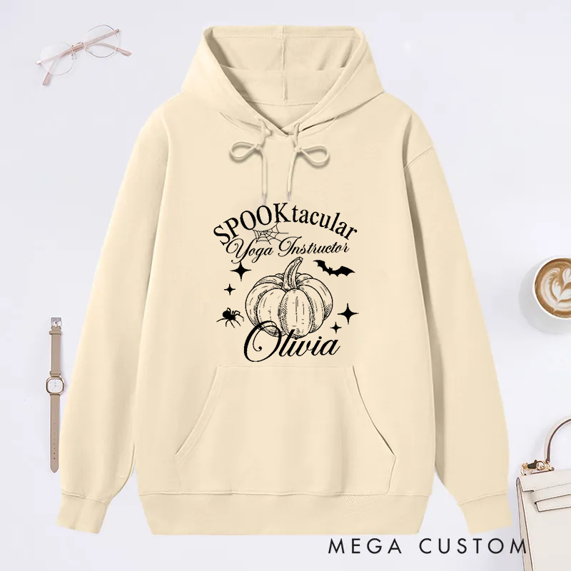 Personalized Halloween Classic Hoodie with Spooktacular Yoga Instructor Design Custom Name Gift Idea for Yoga Lover