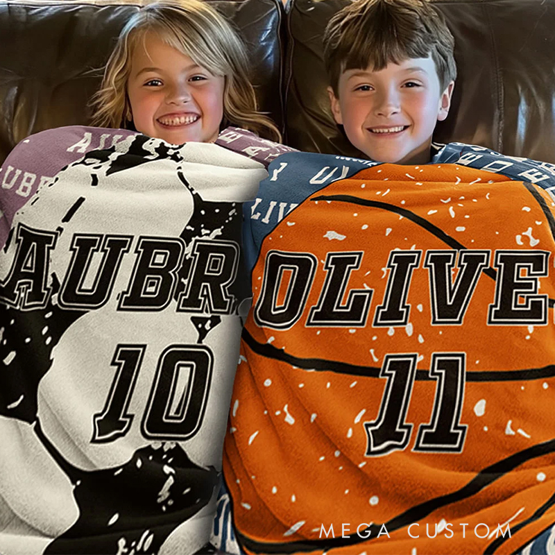 Personalized Sports Blanket with Custom Name and Number for Sports Fans 