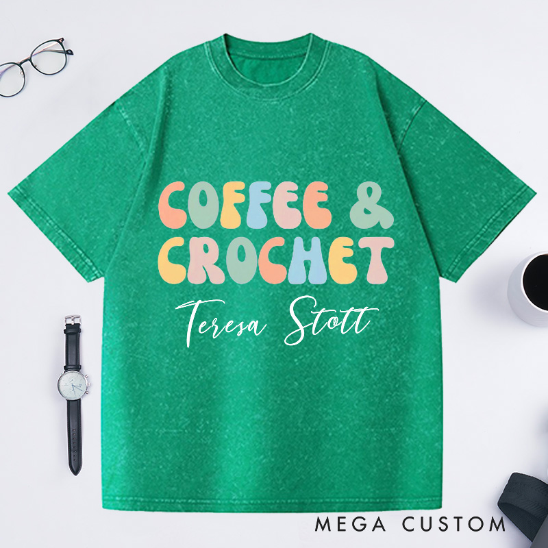 Personalized Crochet Comfort Colors Washed T-Shirts Crocheting Apparel Shirt Custom Tee