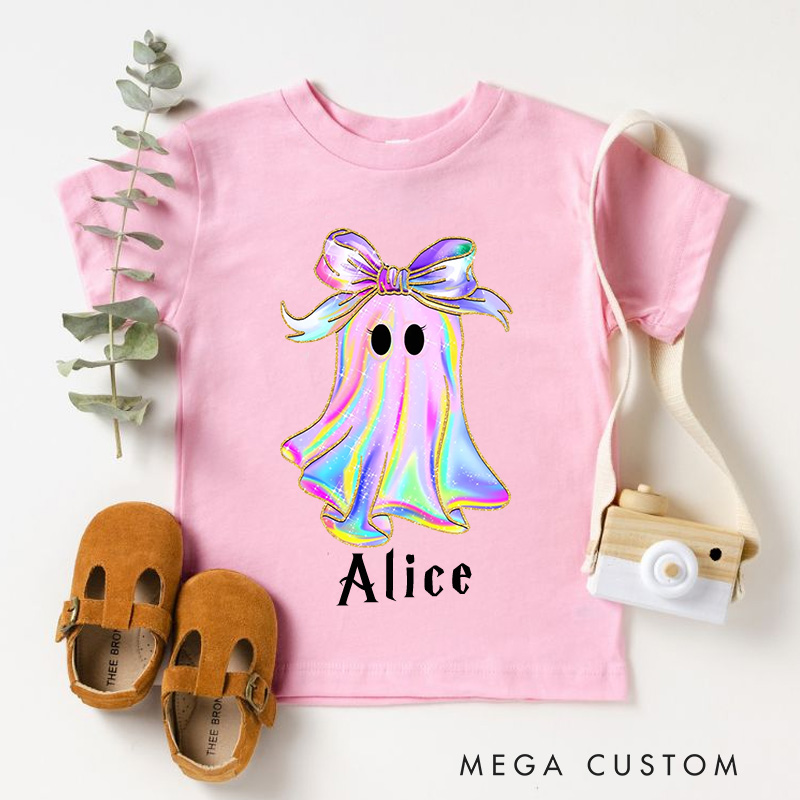Personalized Halloween Girls Ghost T-Shirt Cute Toddler Halloween T-Shirt Boo Girls T-Shirt