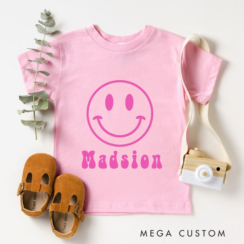 Personalized Youth Neon Happy Face Kids T-Shirt Kids Gift
