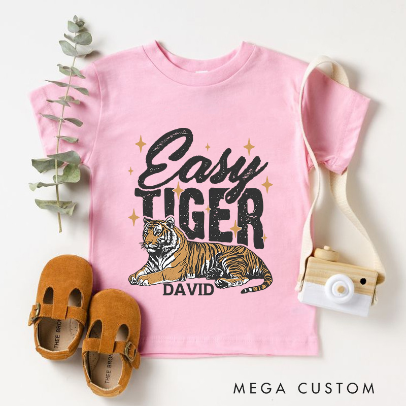 Personalized Retro Easy Tiger Kids T-Shirt Kids Funny Animal Tee