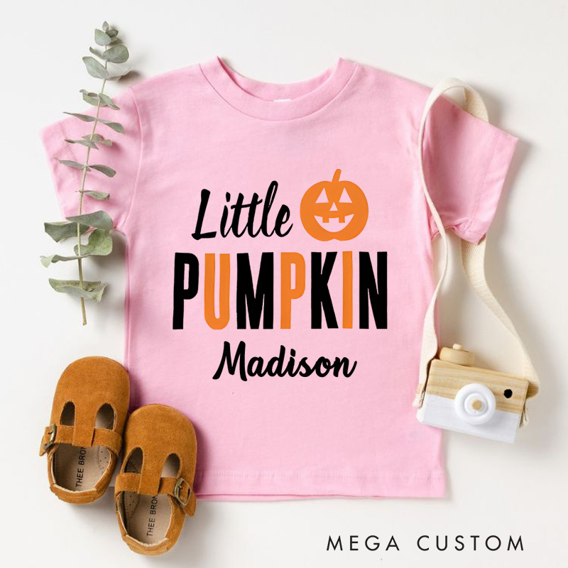 Personalized Little Pumpkin Halloween Shirt for Kids Perfect for Fun Festive Celebrations and Trick or Treating Kids T-Shirt