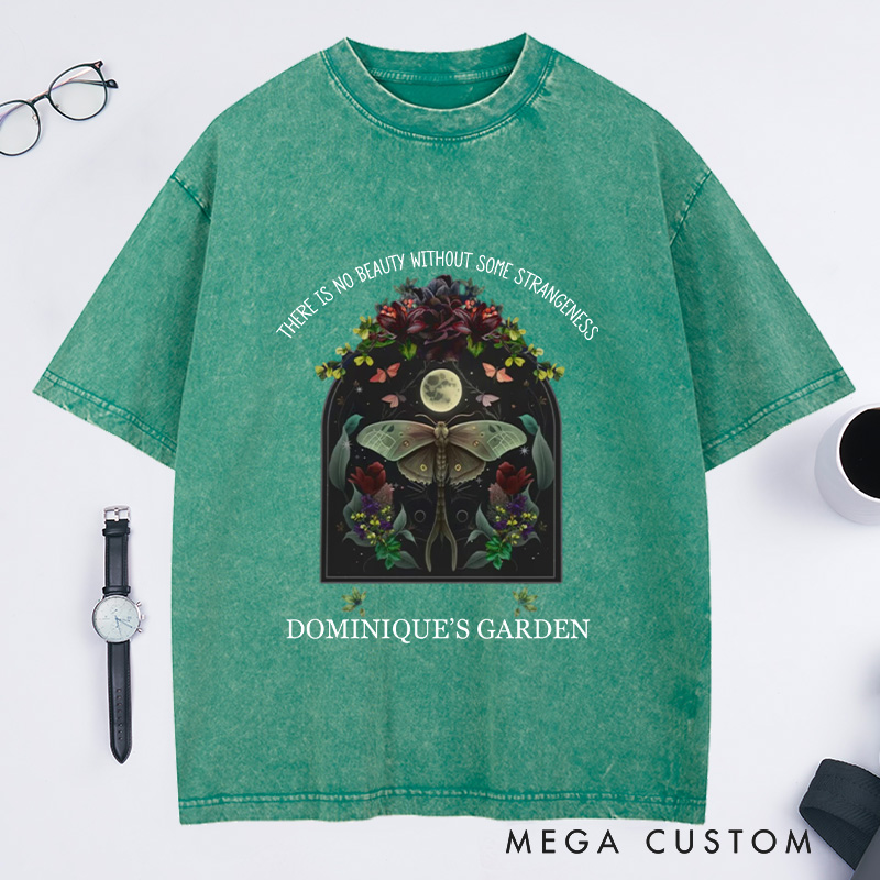 Personalized There is No Beauty without Some Strangeness Washed T-Shirts Dark Academia Bookish Gift Night Garden Literary Quote Shirt Bookish Tee