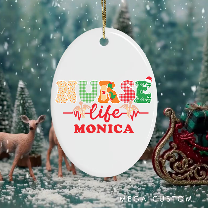 Personalized Nurse Christmas Ornament Nurse Life Design Christmas Ornament New Nurse Gift Funny Nursing Gifts