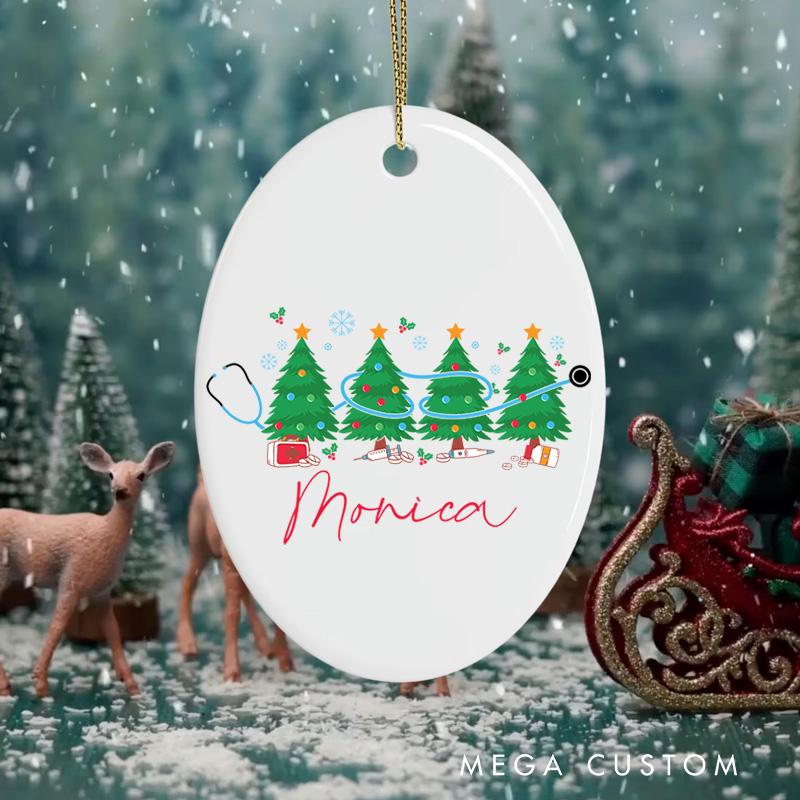 Personalized Nurse Christmas Ornament Festive Tree and Medical Design Christmas Ornament New Nurse Gift Funny Nursing Gifts