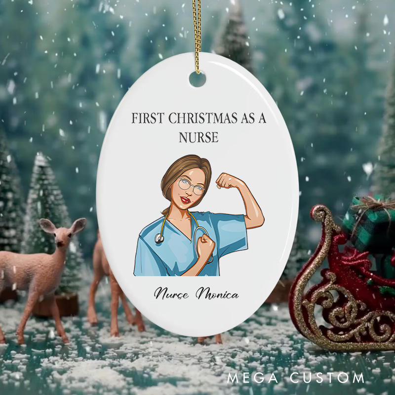 Personalized Nurse Christmas Ornament First Christmas as a Nurse Design Christmas Ornament New Nurse Gift Funny Nursing Gifts