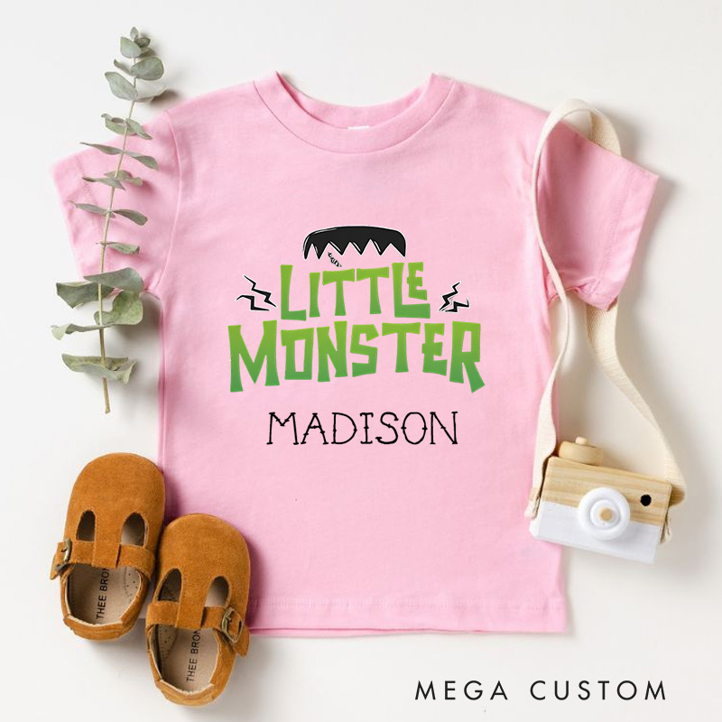 Personalized Little Monster Halloween Shirt for Kids Perfect for Fun and Playful Outfits During Spooky Season Kids T-Shirt