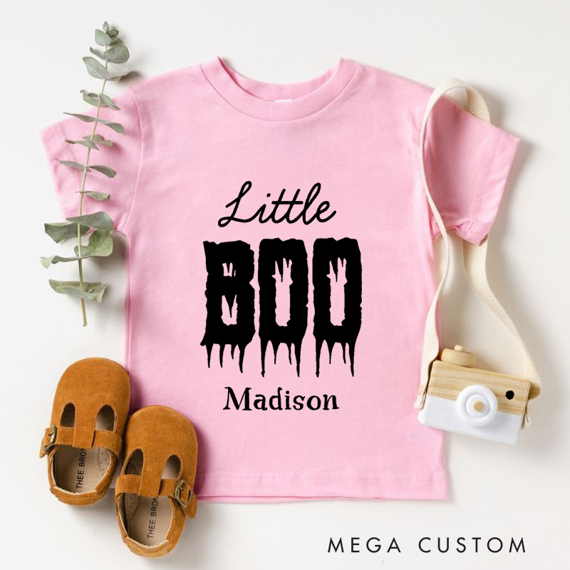 Personalized Little Boo Halloween Shirt for Kids Perfect for Creating a Fun and Spooky Look for Trick or Treating Kids T-Shirt
