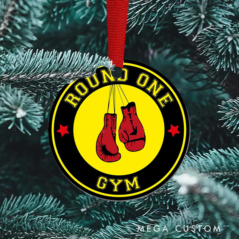Personalized Christmas Ornament Gift with Boxing Theme with Striking Colors for Fitness Enthusiasts Bodybuilders and Gym Lovers