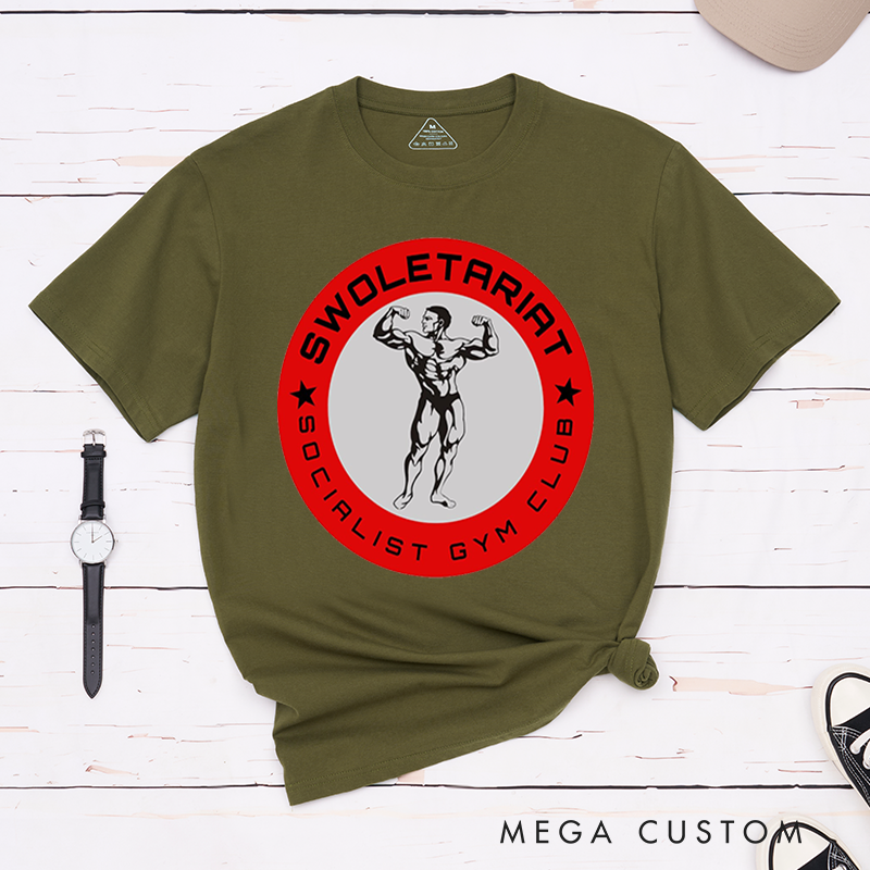 Personalized Statement GymT-Shirt with a Strong Bodybuilder Graphic Encircled for Fitness Enthusiasts Bodybuilders and Gym Lovers