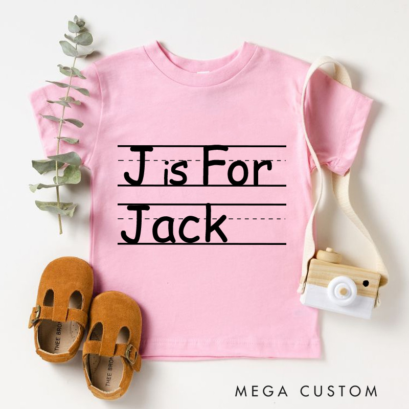 Personalized A is for Alphabet Name Shirt First Day of School Tee for Kids Toddler and Youth Back to School Outfit with Name