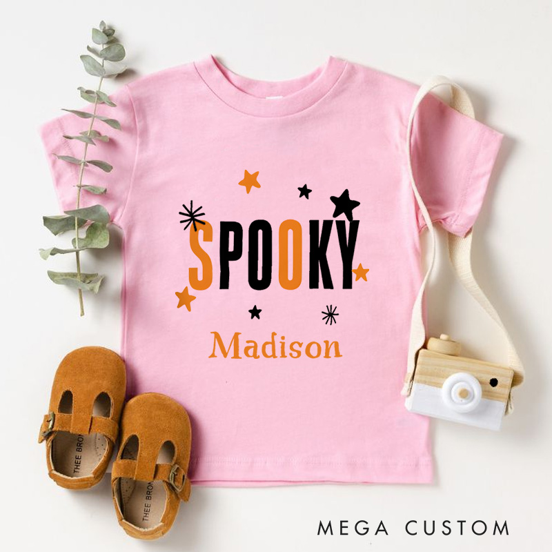 Personalized Spooky Halloween Shirt for Kids Great for Adding a Stylish and Festive Touch to Outfits During Halloween Kids T-Shirt