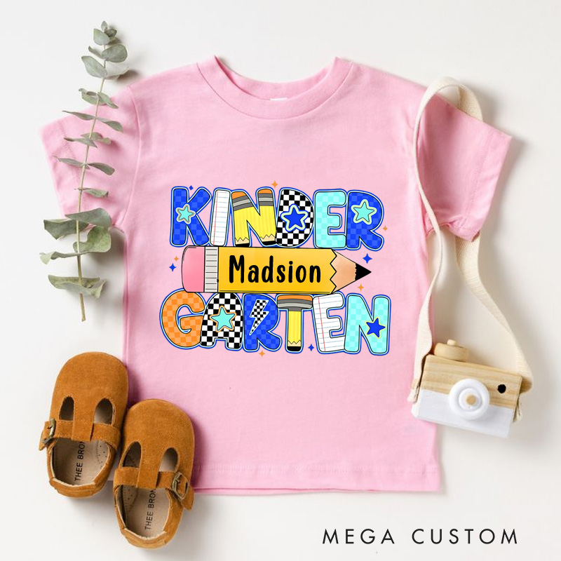 Personalized Retro Back to School T-Shirt Kindergarten First Grade Toddler First Day of School Youth Shirt