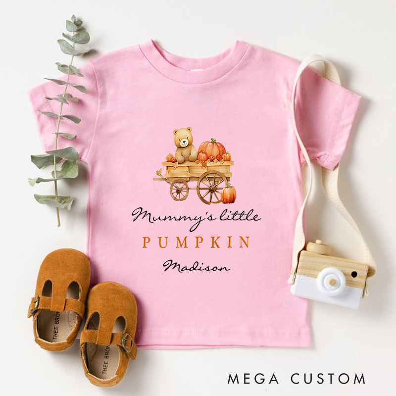 Personalized Mommy’s Little Pumpkin Halloween Shirt for Kids Perfect for Celebrating Festive Family Moments and Fun Kids T-Shirt
