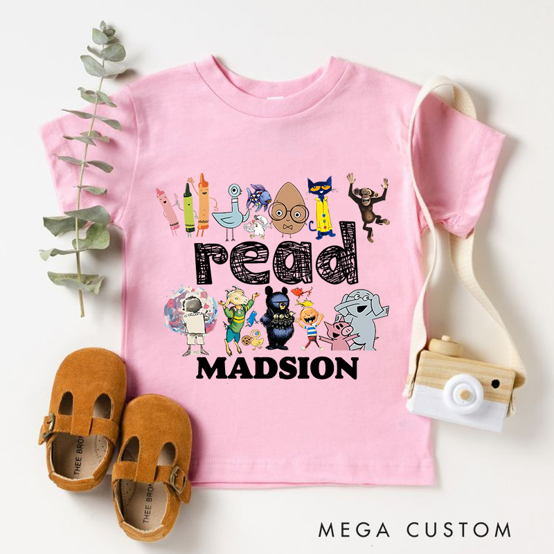 Personalized Read Children Books T-Shirt Kindergarten Gift 