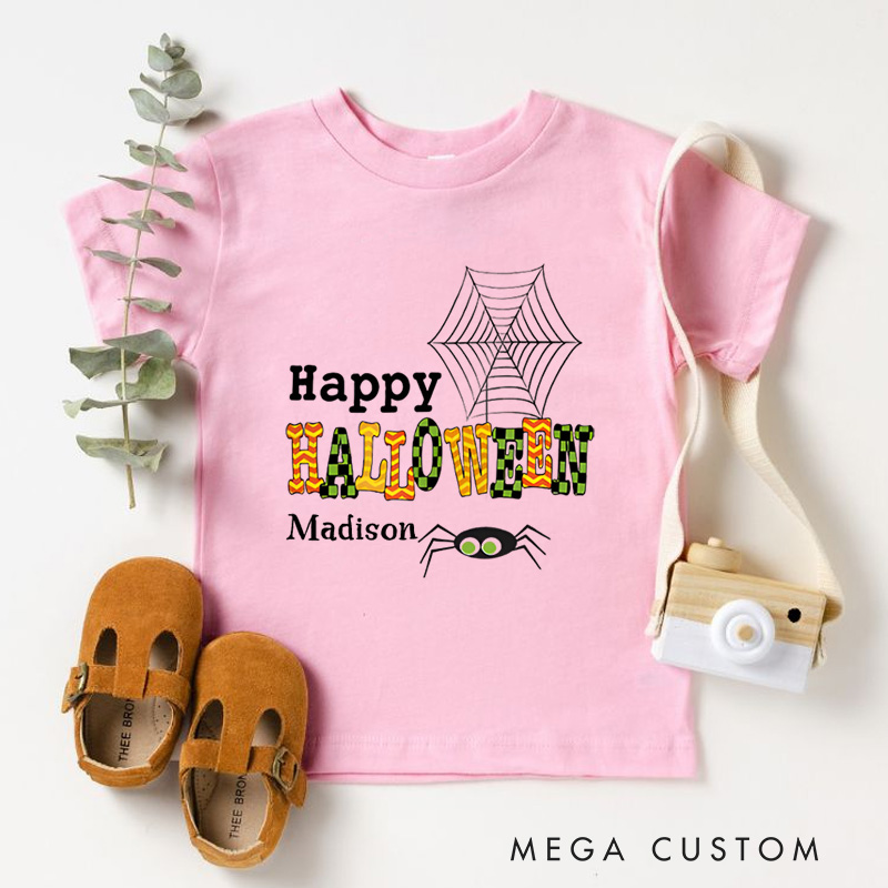 Personalized Happy Halloween Shirt for Kids Perfect for Celebrating Festive Moments and Trick or Treating Fun Kids T-Shirt