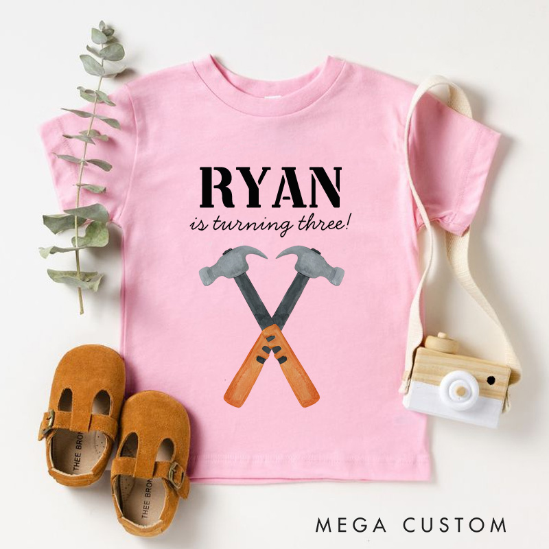 Personalized Boys Construction Builder Birthday Boy T-Shirt