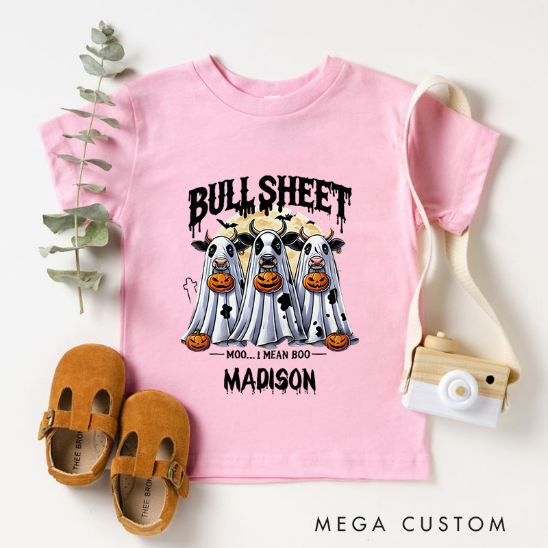 Personalized Bullsheet Halloween Shirt for Kids Perfect for Adding Humor and Festive Fun to Trick or Treating Outfits Kids T-Shirt