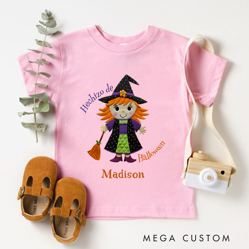 Personalized Little Halloween Witch Shirt for Kids Perfect for Adding a Magical and Festive Touch to Halloween Kids T-Shirt