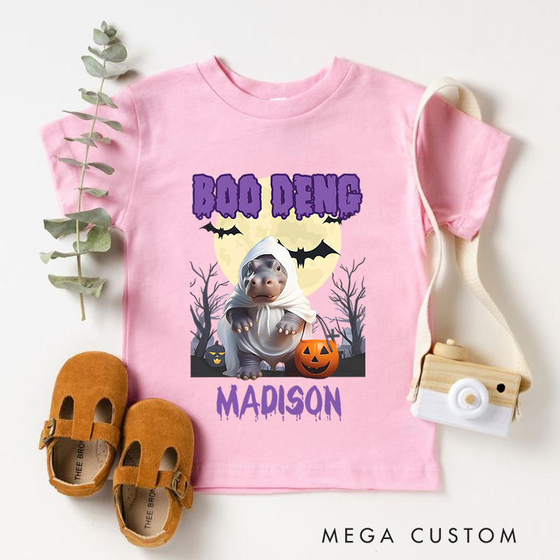 Personalized Boo Deng Halloween Shirt for Kids Perfect for Fun and Spooky Seasonal Celebrations During Halloween Kids T-Shirt