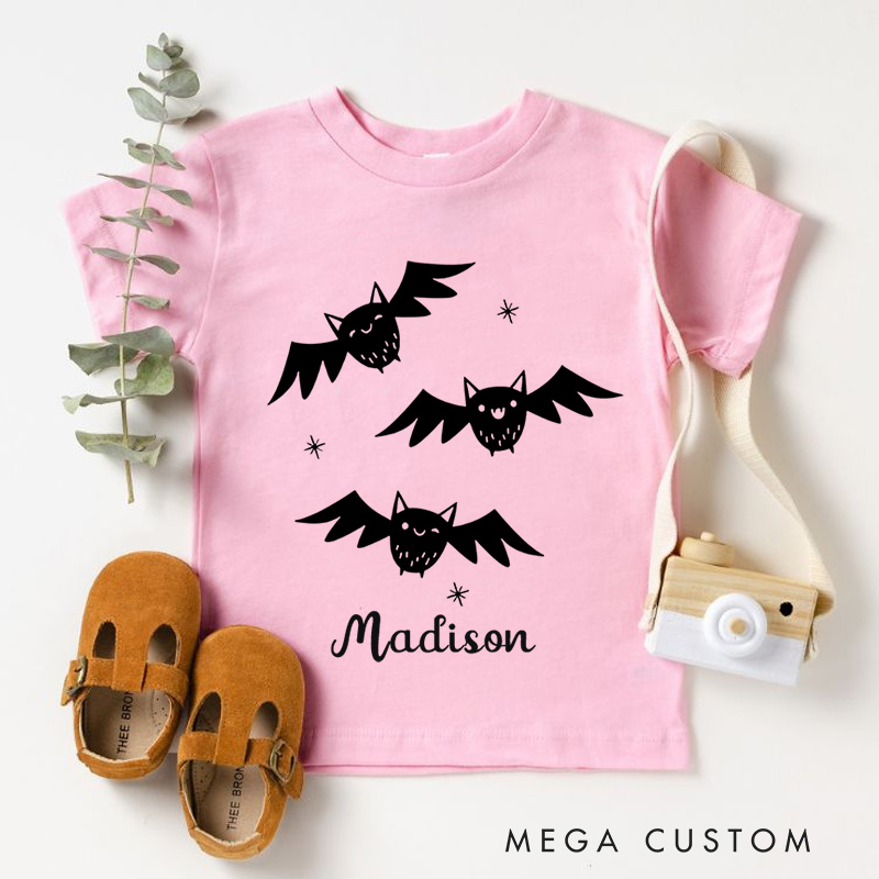 Personalized Bat Halloween Shirt for Kids Perfect for Adding a Playful and Spooky Vibe to Halloween Celebrations Kids T-Shirt