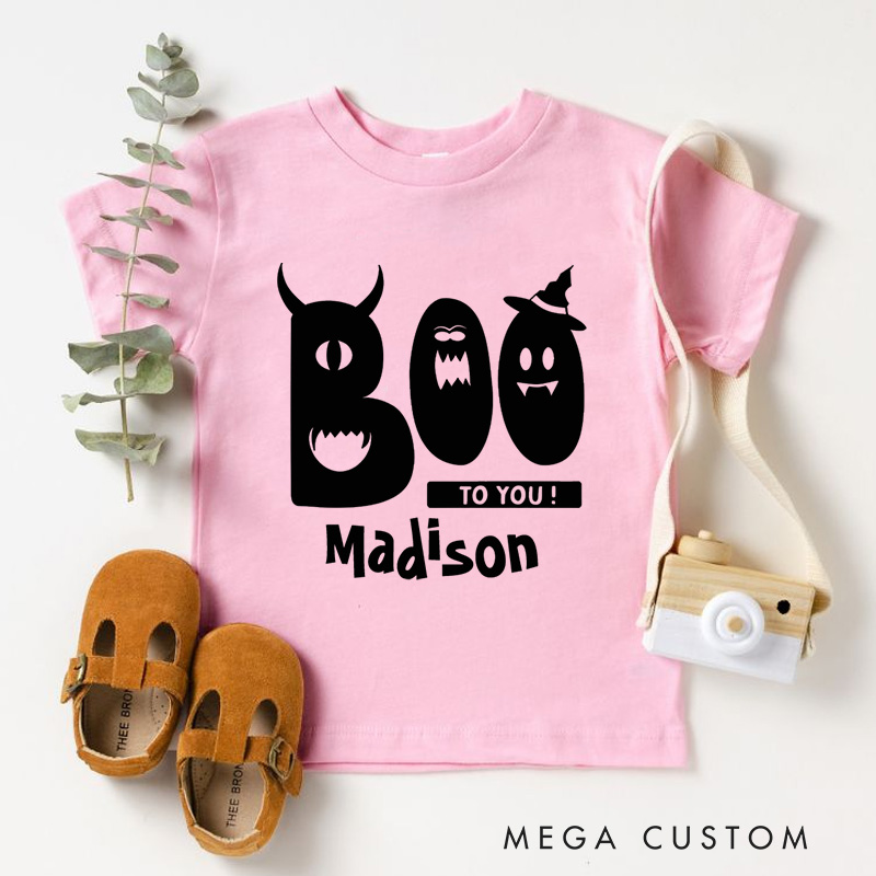 Personalized Boo to You Halloween Shirt for Kids Perfect for Adding a Cute and Spooky Vibe to Festive Outfits Kids T-Shirt