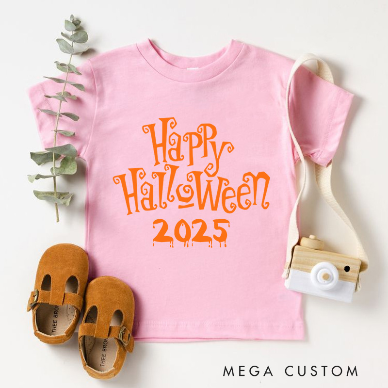 Personalized Happy Halloween Shirt for Kids Perfect for Adding a Cheerful and Festive Touch to Halloween Celebrations Kids T-Shirt