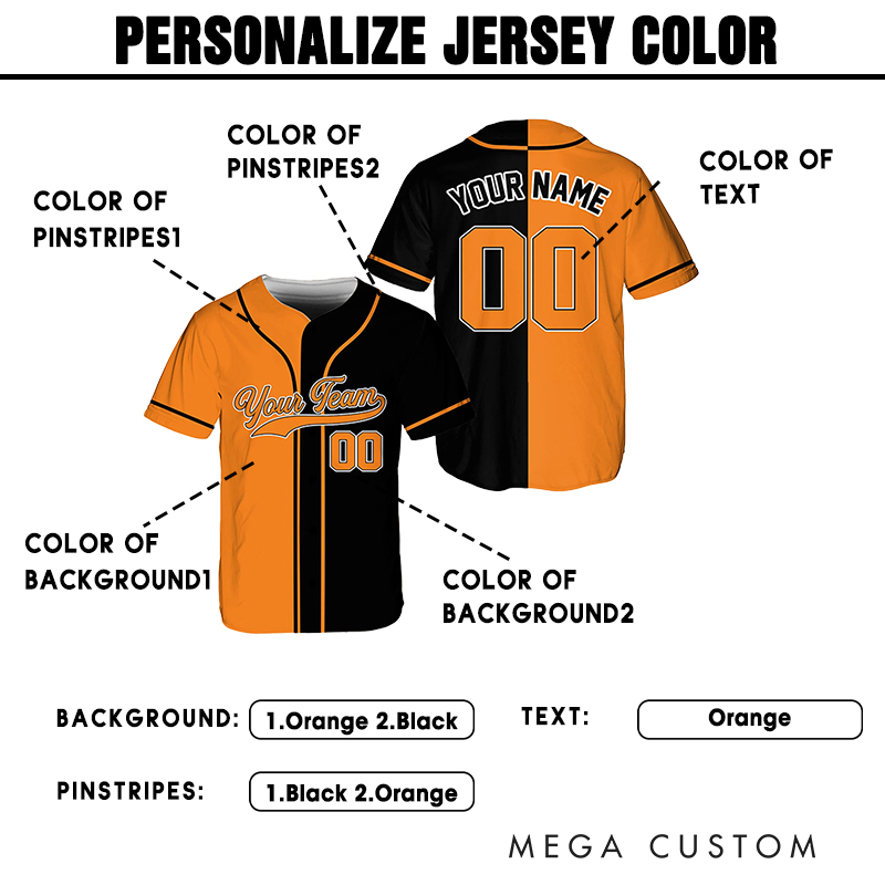 Personalized Two-Tone Baseball Jersey with Customizable Text and Number