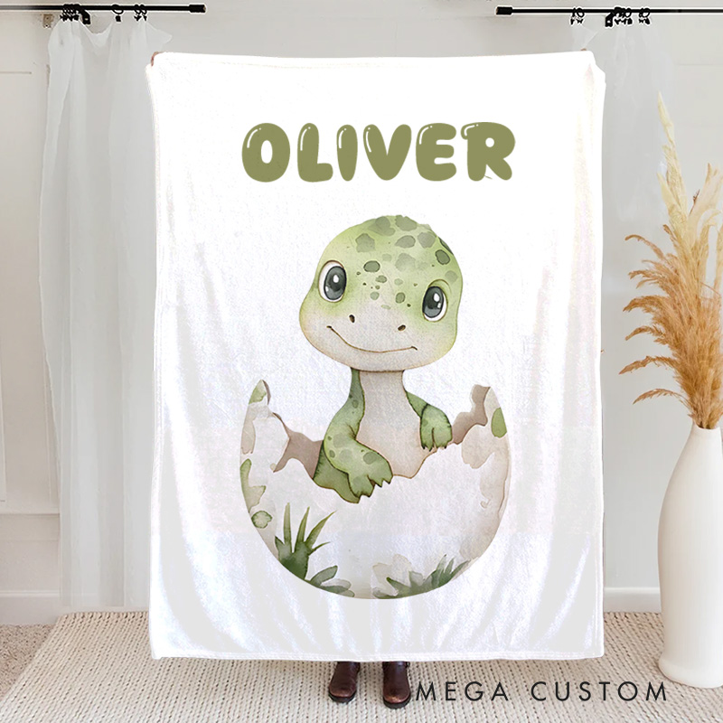 Personalized Cute Dinosaur Gender Neutral Baby Blanket Birthday Gift