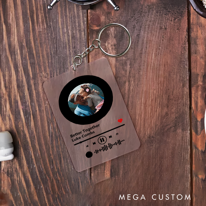 Personalized Photo Keychain and Custom Song Plaque Keychain and Music Acrylic Plaque