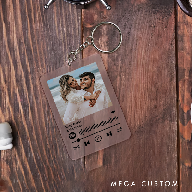 Personalized Photo Keychain and Custom Song Plaque Keychain and Music Acrylic Plaque