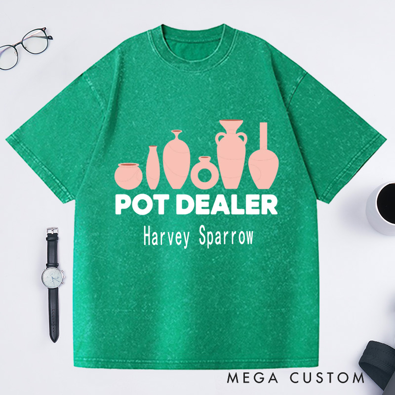 Personalized Pot Dealer Washed T-Shirts Pottery Lover Gift Potters Gifts Clay Tshirt Custom Tee