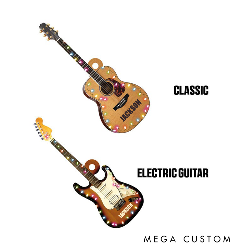 Personalized Guitar Ornament and Guitar Christmas Ornament and Guitar Xmas Decor and Christmas Gift for Music Lovers