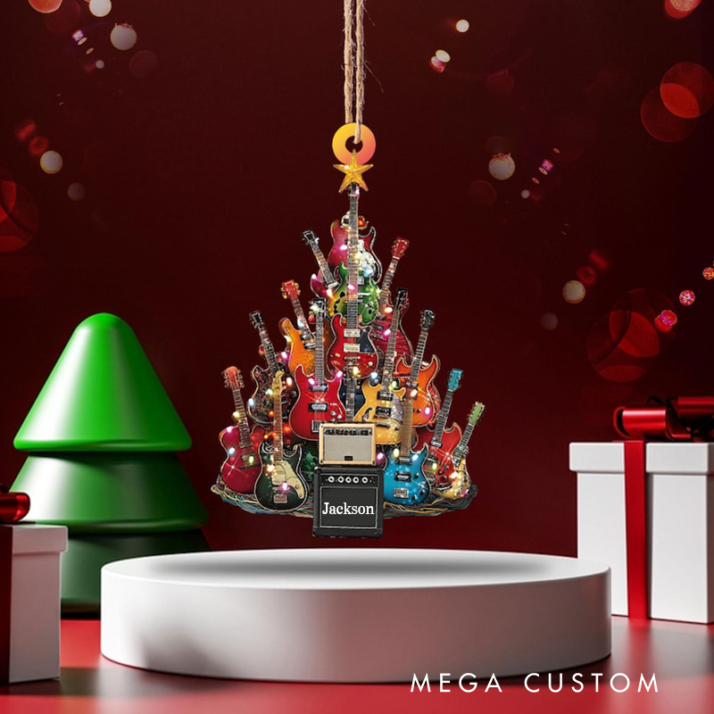Personalized Electric Guitar Ornament and Guitar Christmas Ornament and Guitar Xmas Decor and Christmas Gift for Music Lovers and Guitar Players