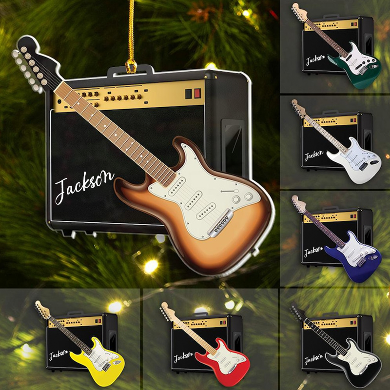 Personalized Guitar Christmas Ornament and Personalized Guitar Ornament and Guitar Lover Gifts and Guitar Ornament and Gift for Guitar Players