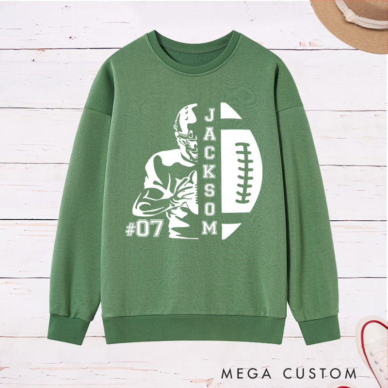 Personalized American Football Sweatshirt with Custom Name and Number for Game Day