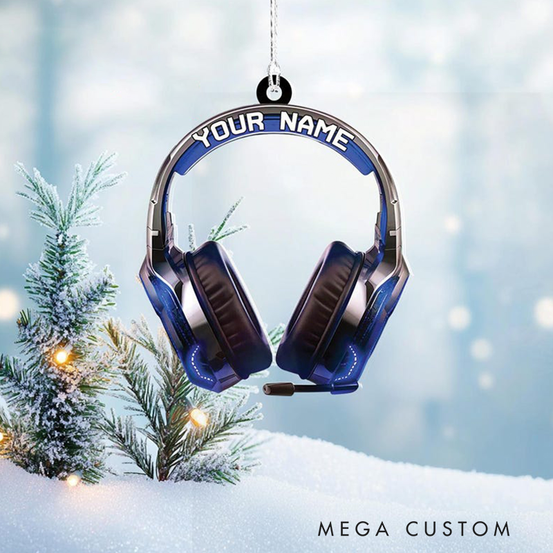 Personalized Gaming Head Phones Light Christmas Ornament and Gaming Ornament and Gamer Christmas Ornament and Video Game Ornament Gift