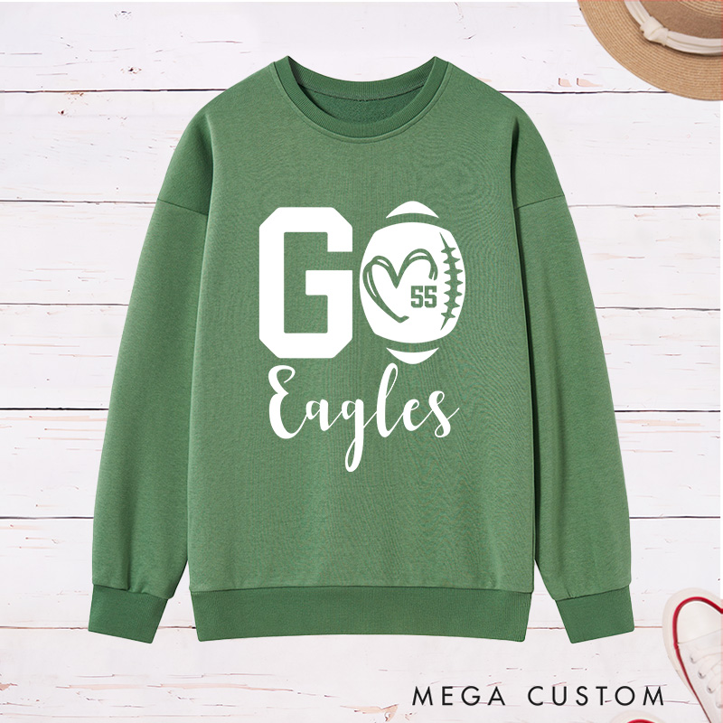 Personalized American Football Sweatshirt with Custom Team Name and Number for Game Day 